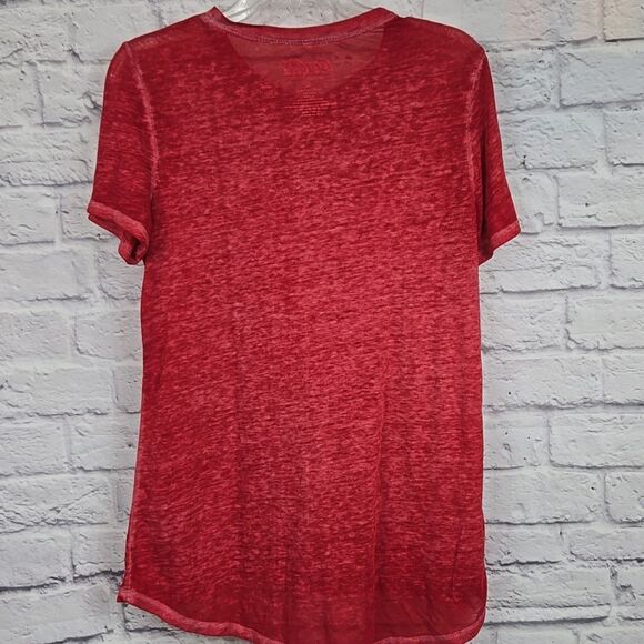Coca Cola Women's Red Graphic Tee Semi-Sheer Burnout Knit Top Casual T-shirt L - Picture 6 of 6